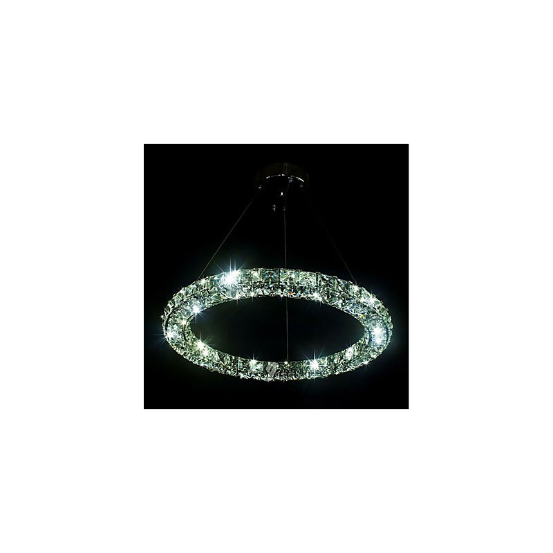 Modern Ring Crystal Pendant Light Modern Crystal Chandelier Ceiling Light Indoor Lamp Fixtures Dimmable with Remote Control