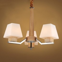 Modern Contemporary Electroplated Feature for Wood Bamboo Chandelier