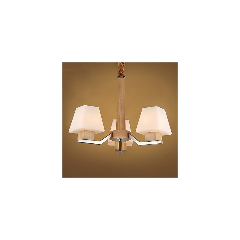 Modern Contemporary Electroplated Feature for Wood Bamboo Chandelier