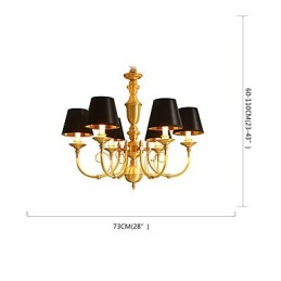Chandelier Traditional Classic Country Brass Feature for Mini Style Metal 6 Bulbs