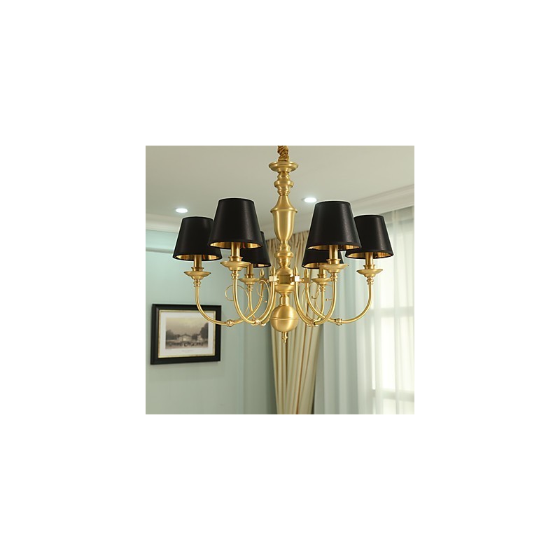 Chandelier Traditional Classic Country Brass Feature for Mini Style Metal 6 Bulbs