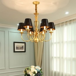 Chandelier Traditional Classic Country Brass Feature for Mini Style Metal 6 Bulbs