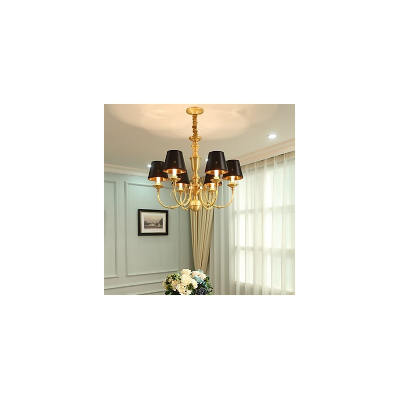 Chandelier Traditional Classic Country Brass Feature for Mini Style Metal 6 Bulbs