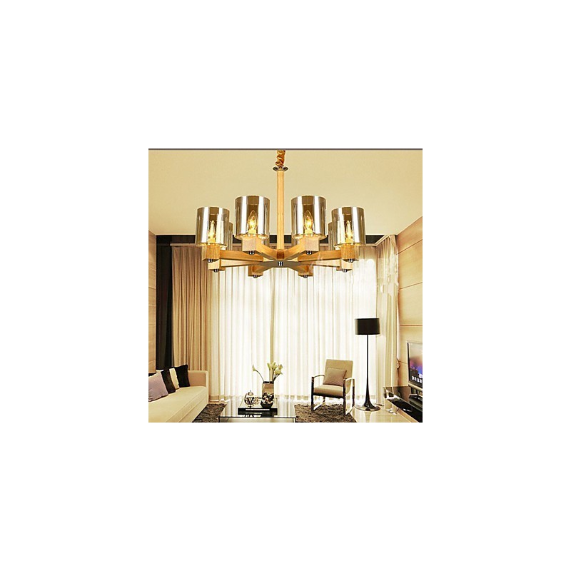 Fashion Pendant lamp Table Wooden Glass Cover