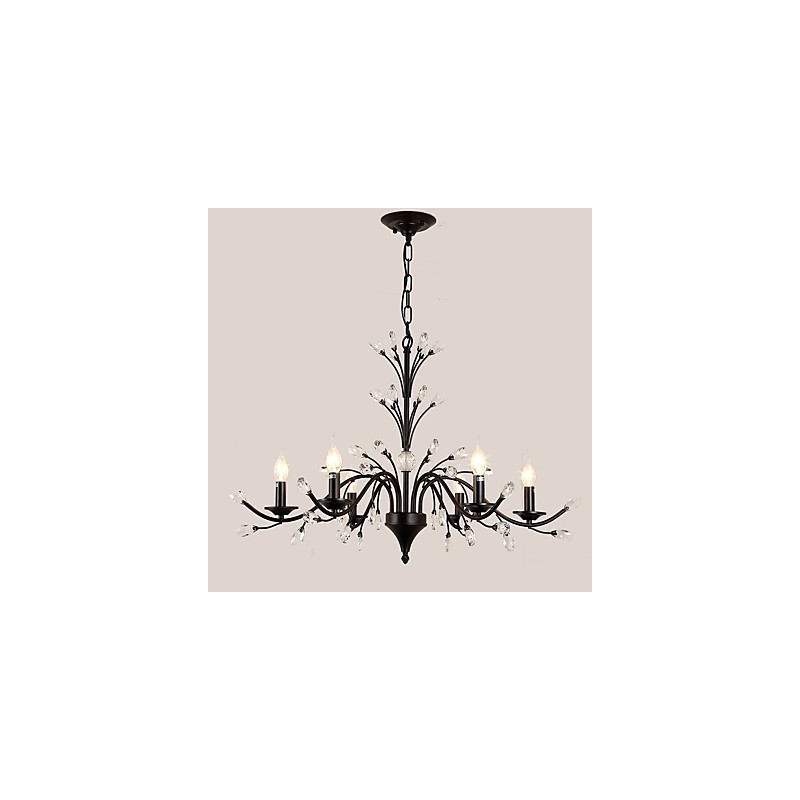 6 Lights Crystal Chandelier Modern Contemporary Traditional Classic Vintage Retro Country Painting Feature