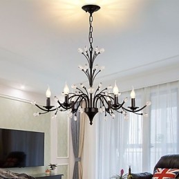6 Lights Crystal Chandelier Modern Contemporary Traditional Classic Vintage Retro Country Painting Feature