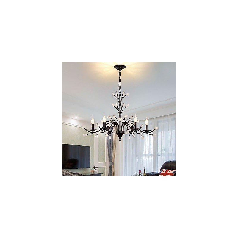 6 Lights Crystal Chandelier Modern Contemporary Traditional Classic Vintage Retro Country Painting Feature