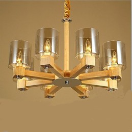 Fashion Pendant lamp Table Wooden Glass Cover