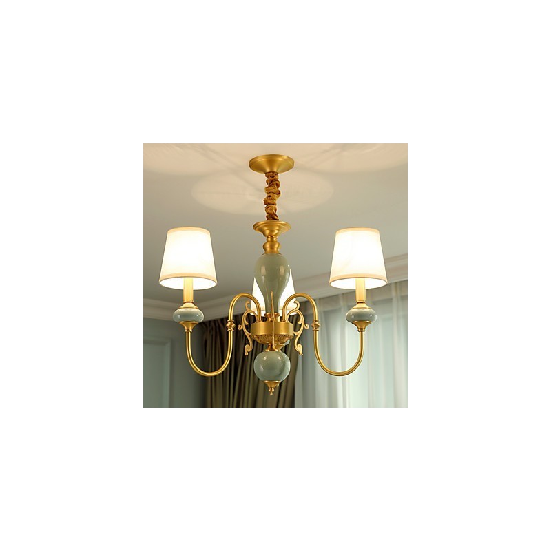 Traditional Classic Country Brass Feature for Mini Style Metal 3 Bulbs Chandelier