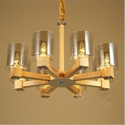 Fashion Pendant lamp Table Wooden Glass Cover