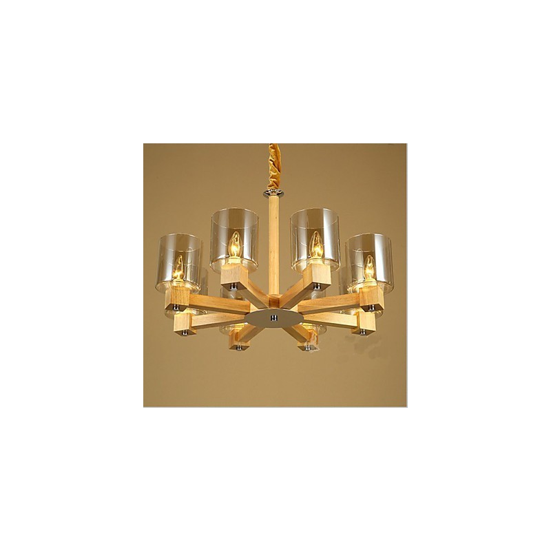 Fashion Pendant lamp Table Wooden Glass Cover