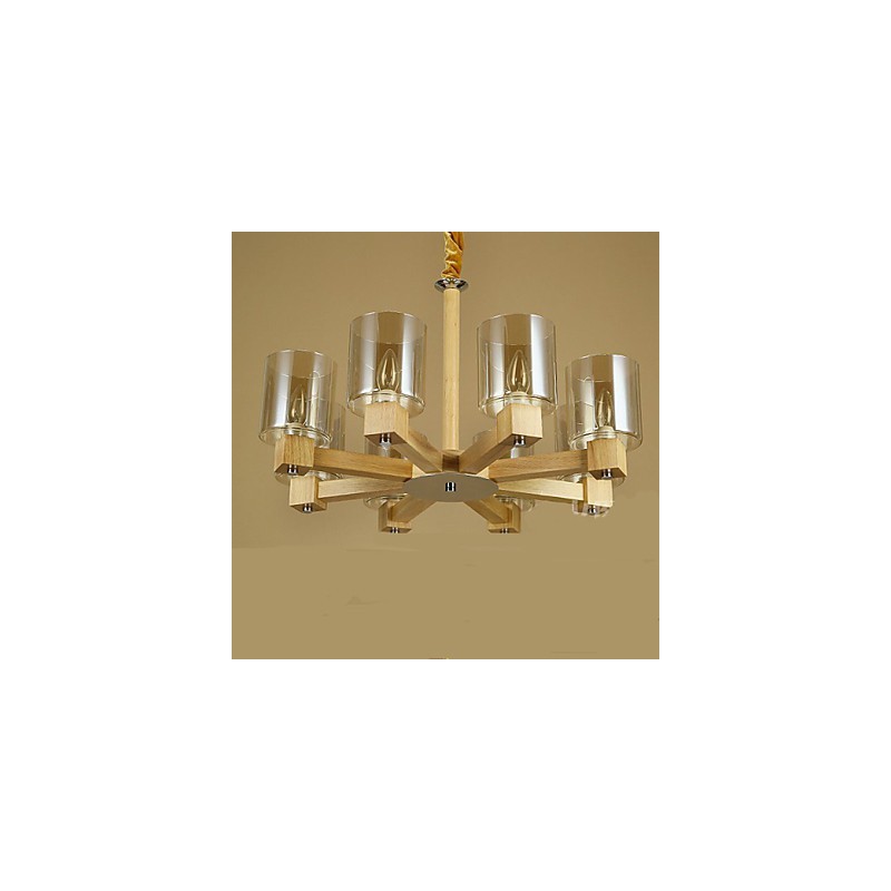 Fashion Pendant lamp Table Wooden Glass Cover