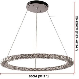 Ring Crystal Pendant Light Modern Crystal Chandelier Ceiling Lights Indoor Lamp Fixtures Dimmable with Remote Control