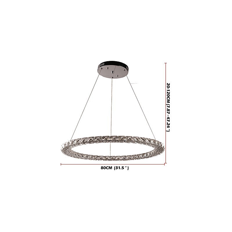 Ring Crystal Pendant Light Modern Crystal Chandelier Ceiling Lights Indoor Lamp Fixtures Dimmable with Remote Control