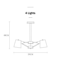 4 Light Multi Colours Macaron Wood Vintage Painting Feature Metal Chandelier