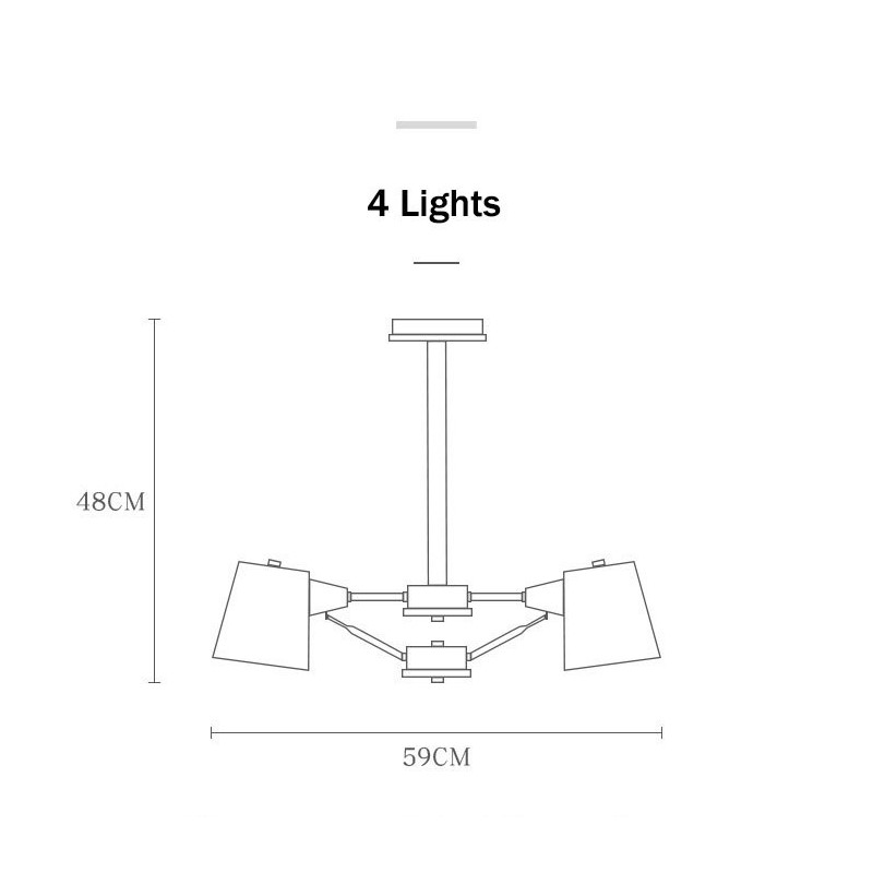 4 Light Multi Colours Macaron Wood Vintage Painting Feature Metal Chandelier