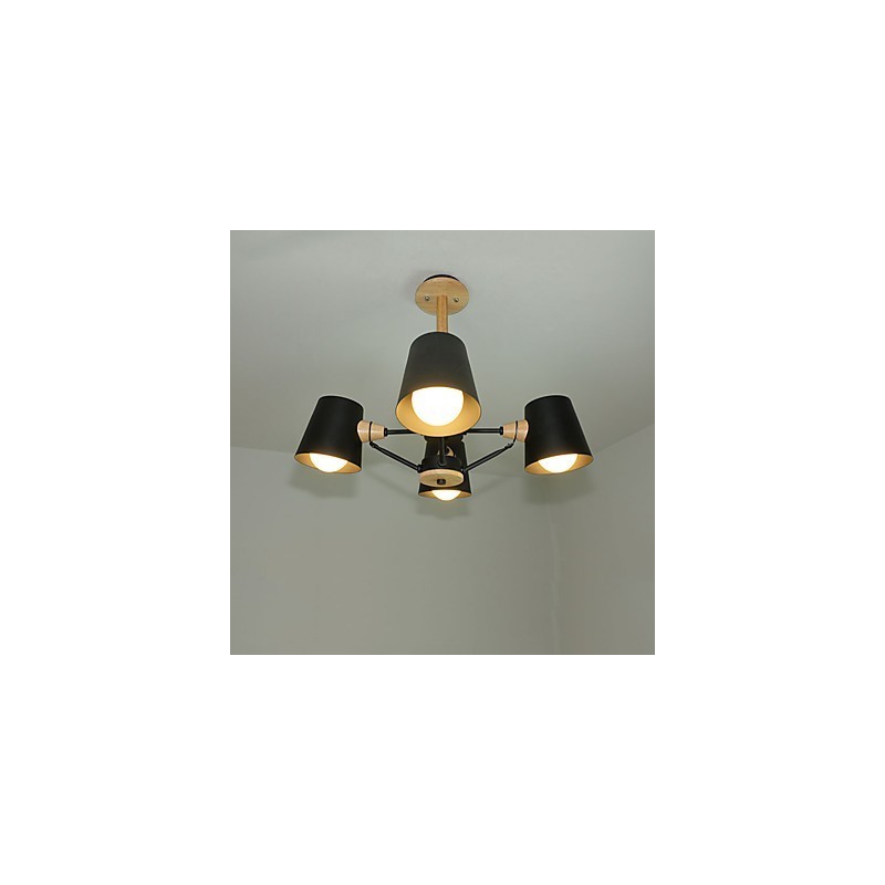 4 Light Multi Colours Macaron Wood Vintage Painting Feature Metal Chandelier