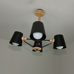 4 Light Multi Colours Macaron Wood Vintage Painting Feature Metal Chandelier