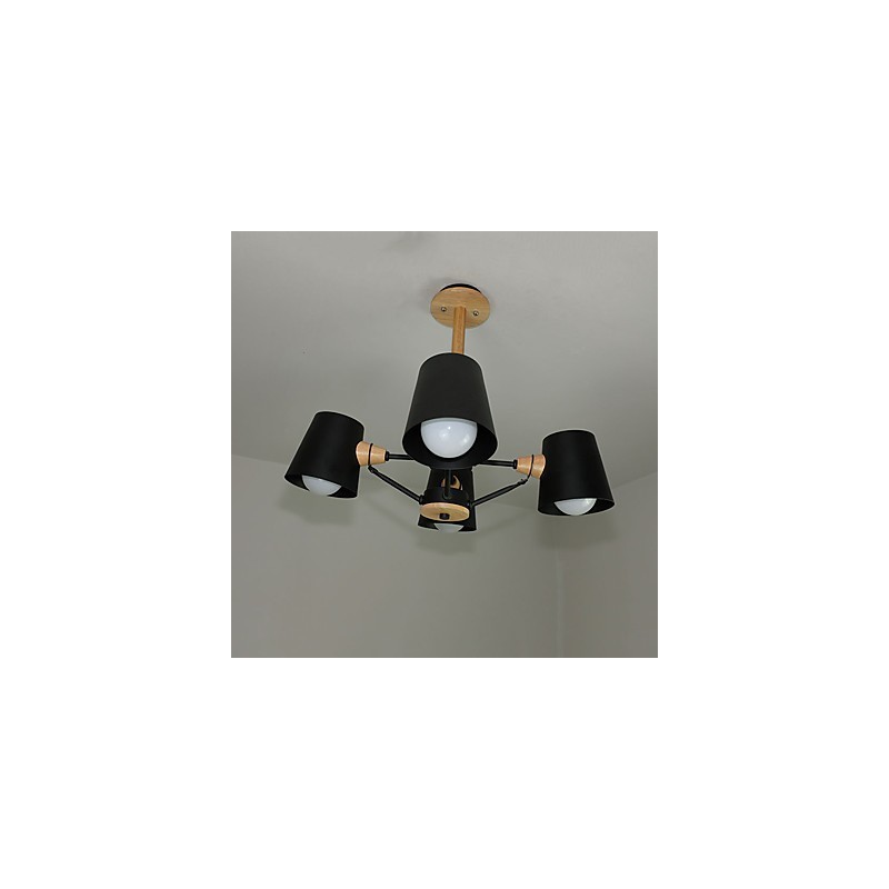 4 Light Multi Colours Macaron Wood Vintage Painting Feature Metal Chandelier