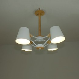 4 Light Multi Colours Macaron Wood Vintage Painting Feature Metal Chandelier