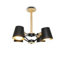 4 Light Multi Colours Macaron Wood Vintage Painting Feature Metal Chandelier