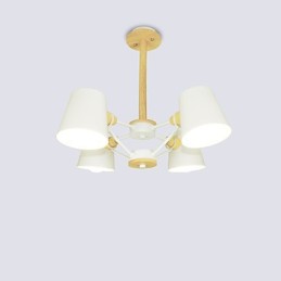 4 Light Multi Colours Macaron Wood Vintage Painting Feature Metal Chandelier