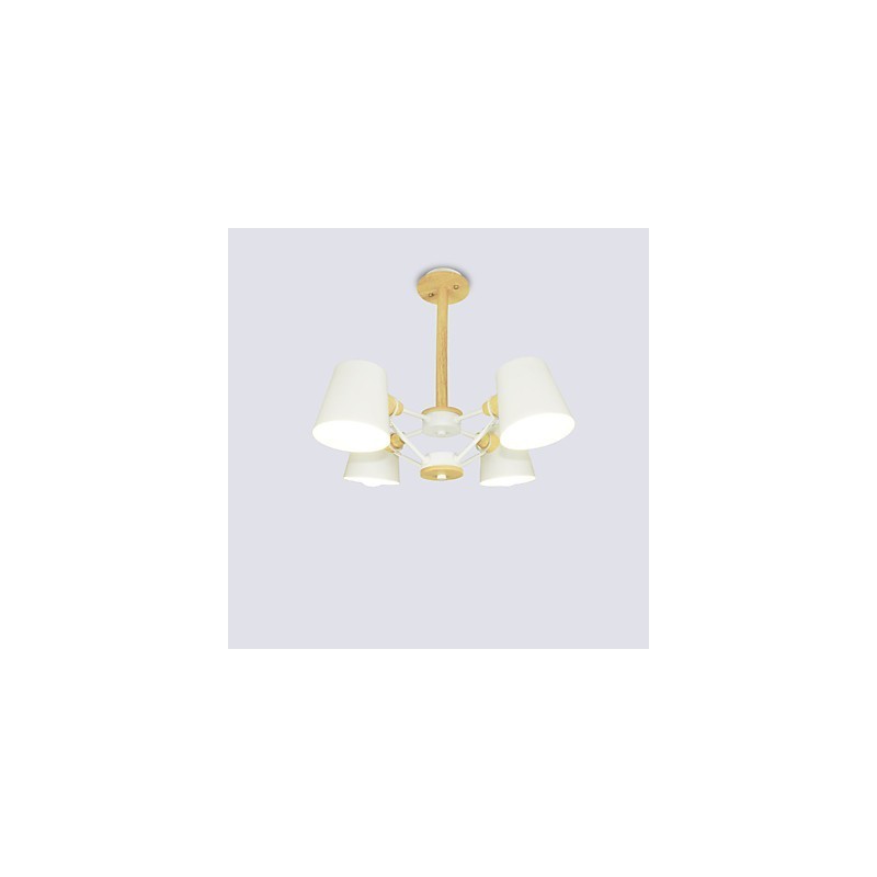 4 Light Multi Colours Macaron Wood Vintage Painting Feature Metal Chandelier