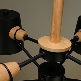 4 Light Multi Colours Macaron Wood Vintage Painting Feature Metal Chandelier