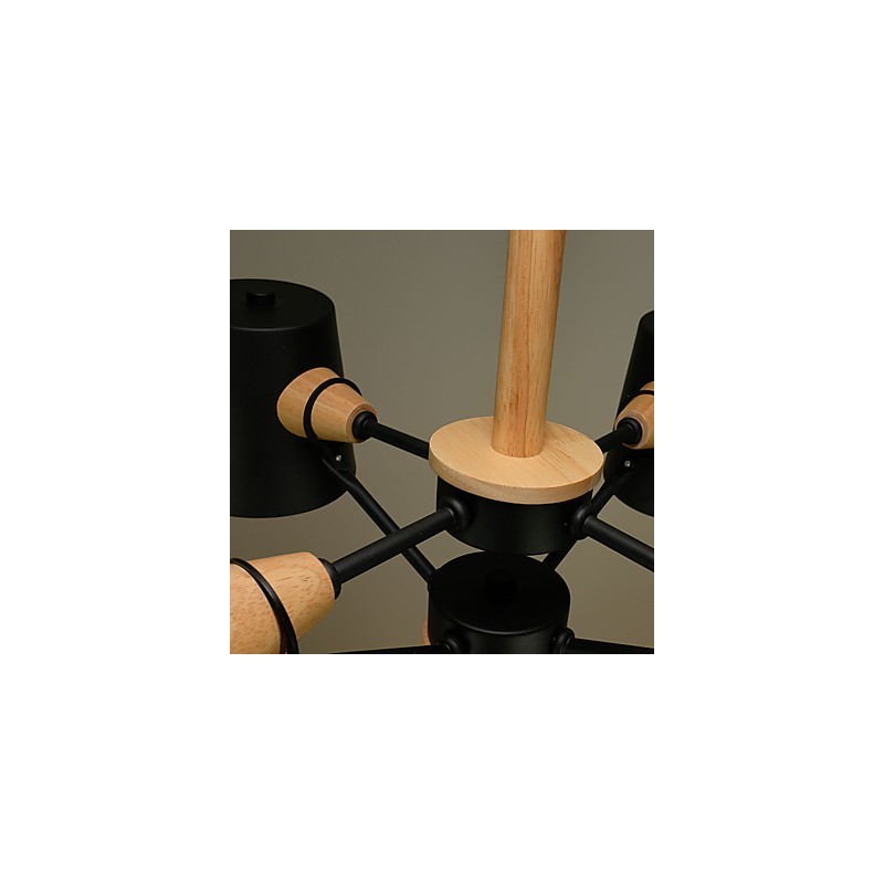 4 Light Multi Colours Macaron Wood Vintage Painting Feature Metal Chandelier