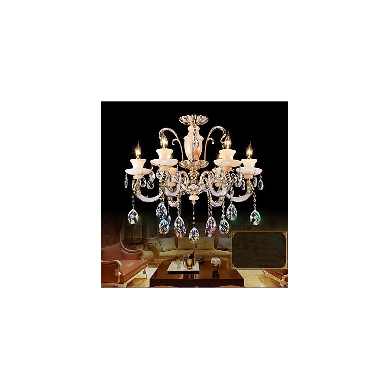 European High Grade Jade Crystal Pendant Lamp Atmosphere Zinc Alloy Pendant lamp Candle Crystal lamp