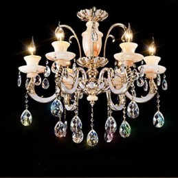 European High Grade Jade Crystal Pendant Lamp Atmosphere Zinc Alloy Pendant lamp Candle Crystal lamp