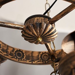 Rustic Lodge Vintage Retro Country Globe Painting Feature for Mini Style Designers Metal Chandelier