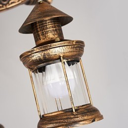 Rustic Lodge Vintage Retro Country Globe Painting Feature for Mini Style Designers Metal Chandelier