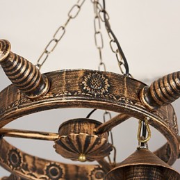 Rustic Lodge Vintage Retro Country Globe Painting Feature for Mini Style Designers Metal Chandelier