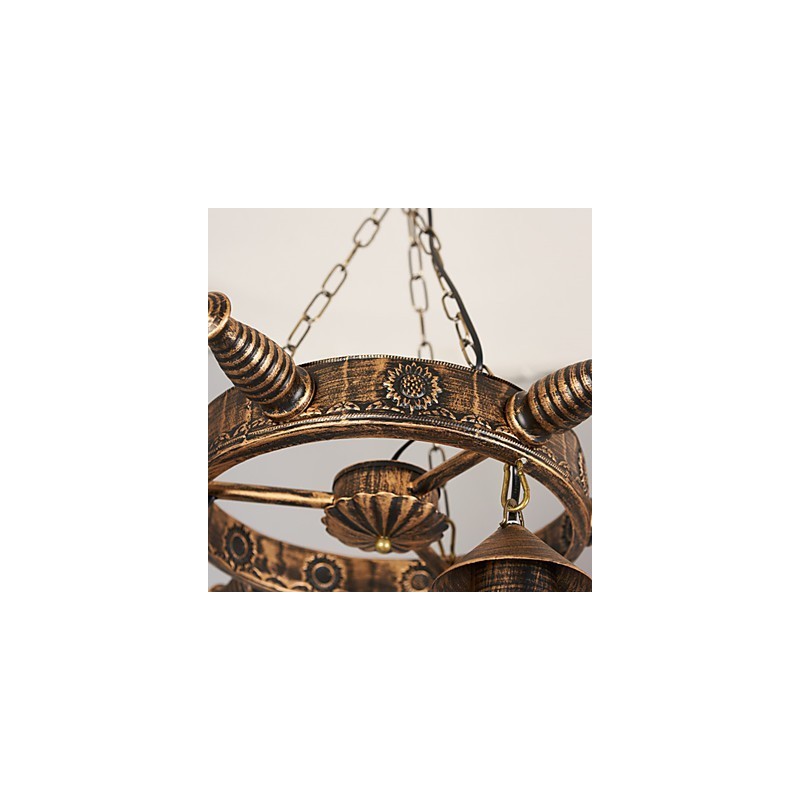 Rustic Lodge Vintage Retro Country Globe Painting Feature for Mini Style Designers Metal Chandelier