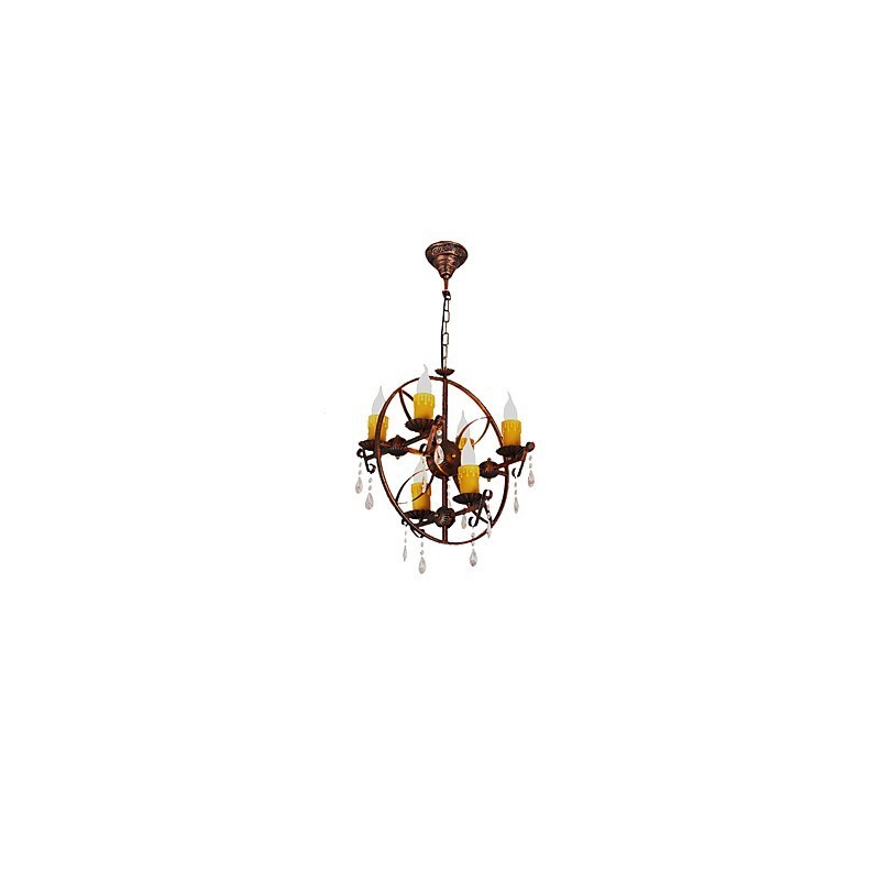 Rustic Lodge Vintage Retro Country Globe Painting Feature for Mini Style Designers Metal Chandelier