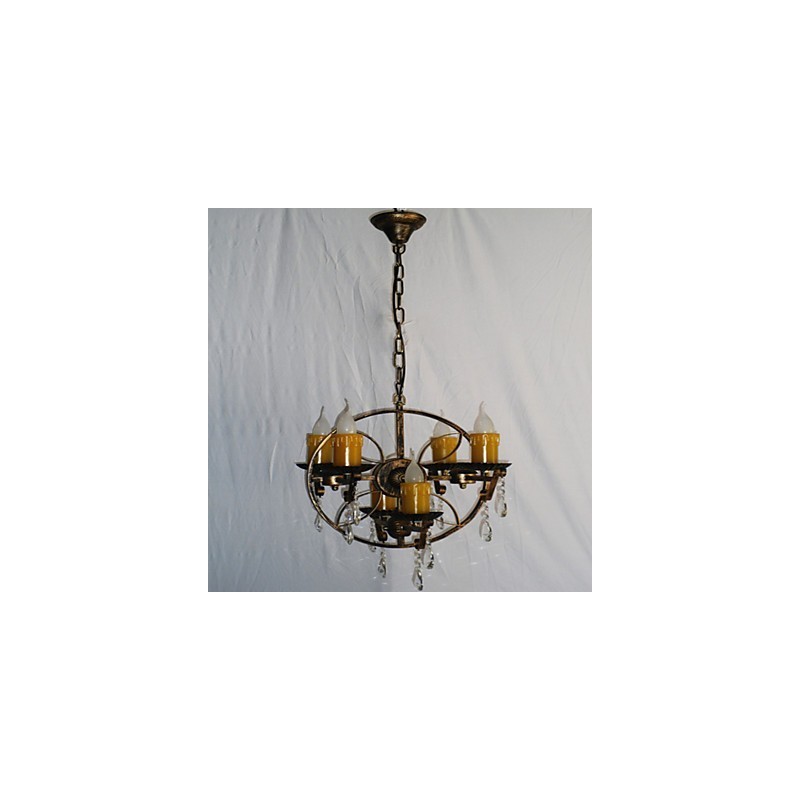 Rustic Lodge Vintage Retro Country Globe Painting Feature for Mini Style Designers Metal Chandelier