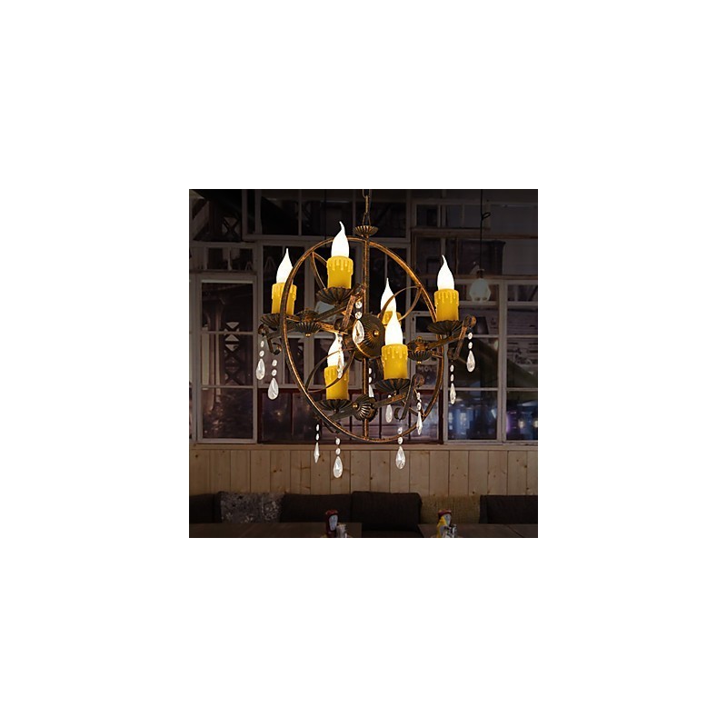 Rustic Lodge Vintage Retro Country Globe Painting Feature for Mini Style Designers Metal Chandelier