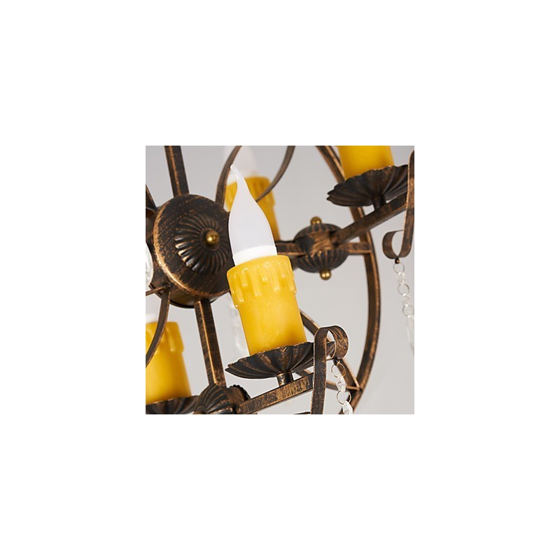 Rustic Lodge Vintage Retro Country Globe Painting Feature for Mini Style Designers Metal Chandelier