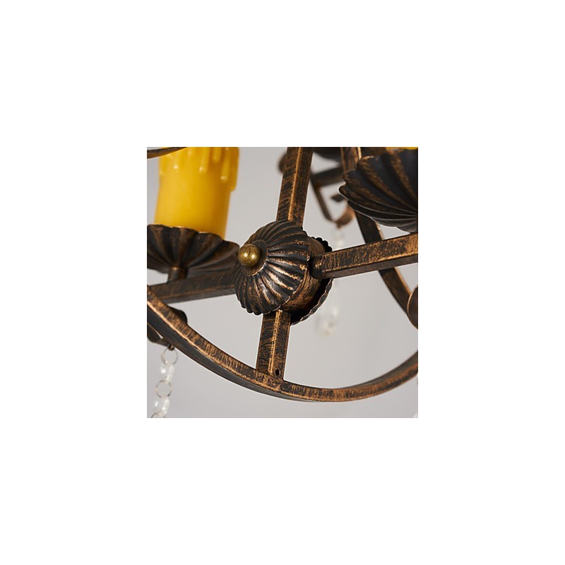 Rustic Lodge Vintage Retro Country Globe Painting Feature for Mini Style Designers Metal Chandelier