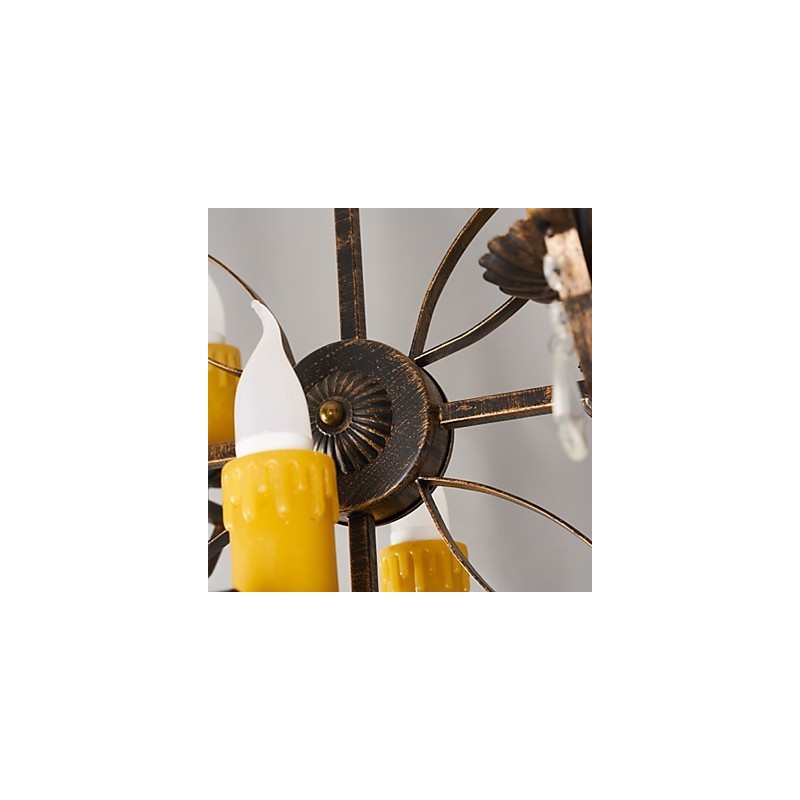 Rustic Lodge Vintage Retro Country Globe Painting Feature for Mini Style Designers Metal Chandelier