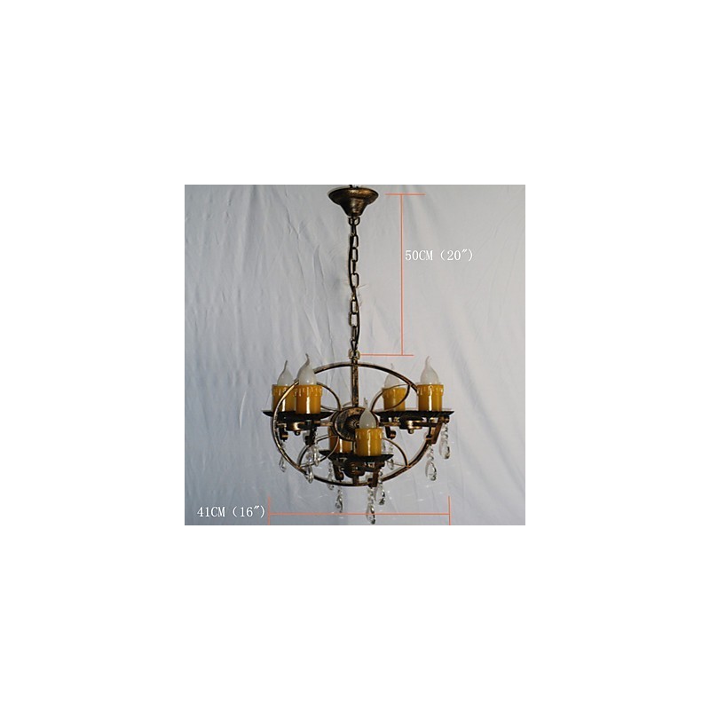 Rustic Lodge Vintage Retro Country Globe Painting Feature for Mini Style Designers Metal Chandelier