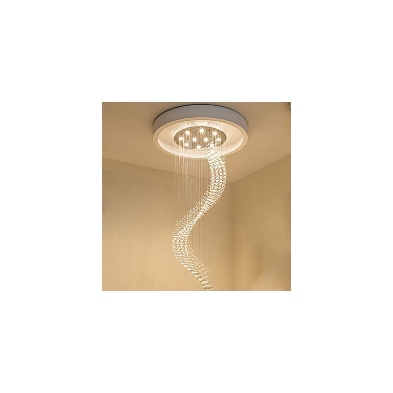 Modern Crystal Ceiling Pendant Light Indoor Chandelier Home Hanging Lighting Chandelier Lamps Fixtures 3W WARM WHITE Bulbs