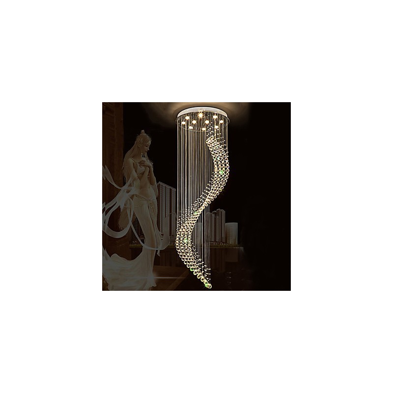 Modern Crystal Ceiling Pendant Light Indoor Chandelier Home Hanging Lighting Chandelier Lamps Fixtures 3W WARM WHITE Bulbs