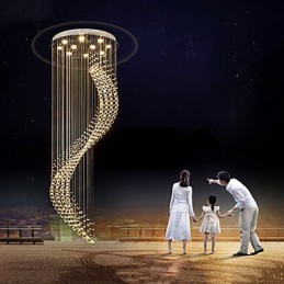 Modern Crystal Ceiling Pendant Light Indoor Chandelier Home Hanging Lighting Chandelier Lamps Fixtures 3W WARM WHITE Bulbs