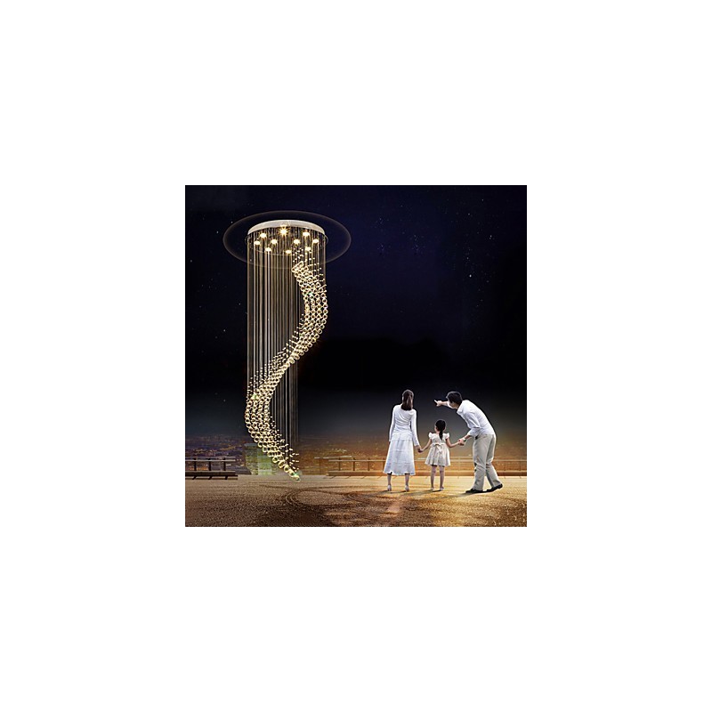 Modern Crystal Ceiling Pendant Light Indoor Chandelier Home Hanging Lighting Chandelier Lamps Fixtures 3W WARM WHITE Bulbs