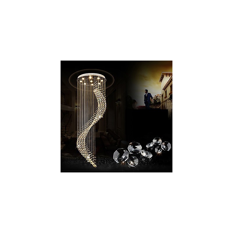 Modern Crystal Ceiling Pendant Light Indoor Chandelier Home Hanging Lighting Chandelier Lamps Fixtures 3W WARM WHITE Bulbs