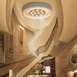 Modern Crystal Ceiling Pendant Light Indoor Chandelier Home Hanging Lighting Chandelier Lamps Fixtures 3W WARM WHITE Bulbs