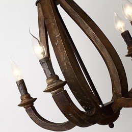 Vintage Painting Feature Mini Style Wood Bamboo Chandelier Lamp the Decorate Pendant Lamp