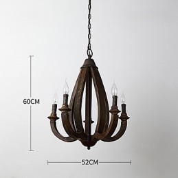 Vintage Painting Feature Mini Style Wood Bamboo Chandelier Lamp the Decorate Pendant Lamp